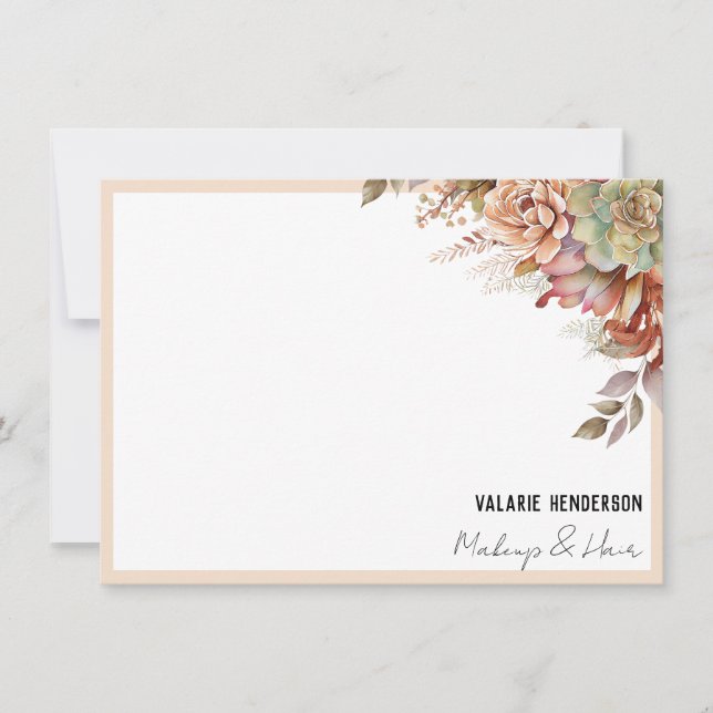 Carte de notes professionnelles Boho Cactus Aquare (Devant)