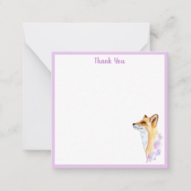 Carte de notes Watercolor Fox Merci (Devant)