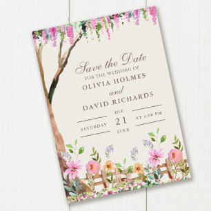 Carte de notification "Acacia rustique avec fleurs
