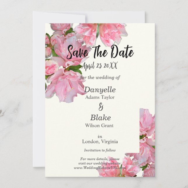Carte de notification de mariage Élégante Azalée r (Devant)