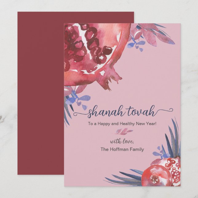 Carte de Nouvel An juive Rosh Hashanah Pomegranah (Devant / Derrière)