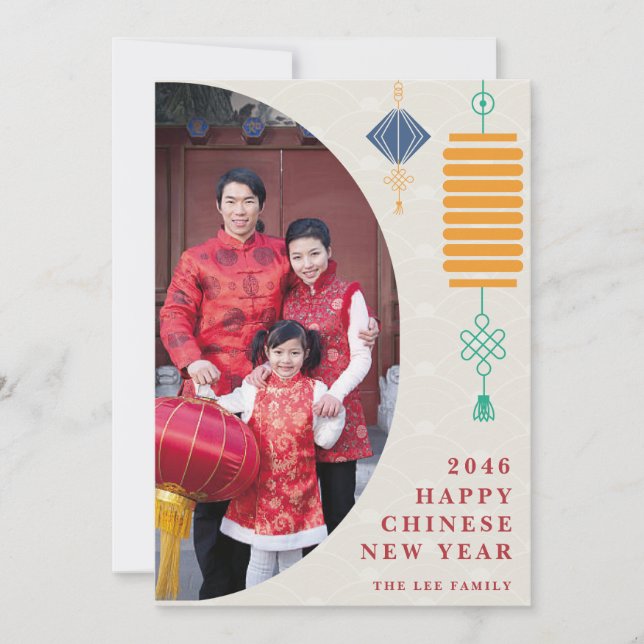 Carte de Nouvel An lunaire chinois photo de famill (Devant)
