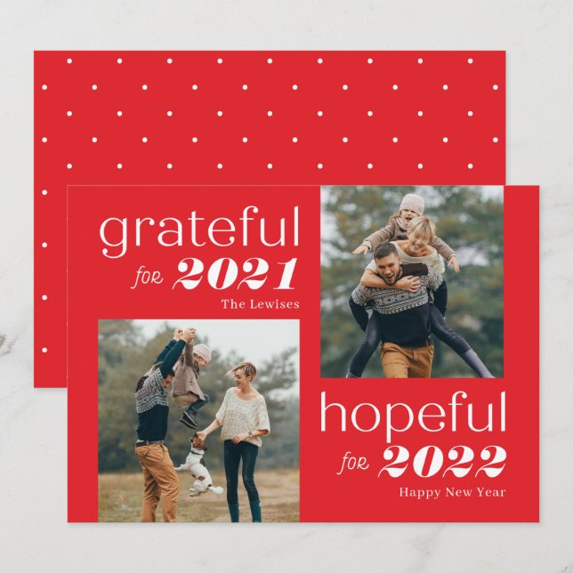 Carte de Nouvel An modifiable Grateful et Hopeful (Devant / Derrière)