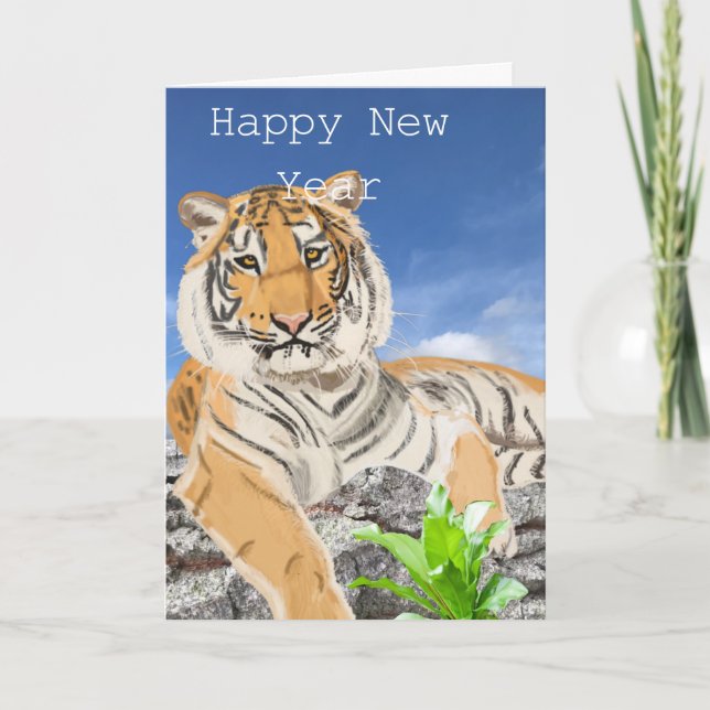 Carte de Nouvel An Tiger modifiable (Devant)