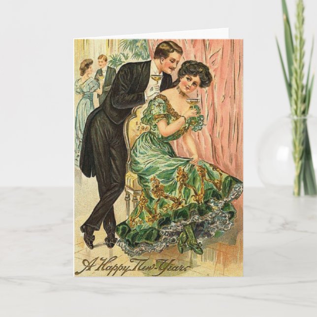 Carte de Nouvel An Victorian Romantic Couple (Devant)