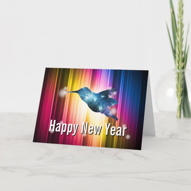 Carte de nouvelle année aux colibris colorés (Devant)