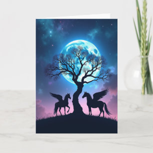 Carte de nuit de lune bleue d'anniversaire de rêve
