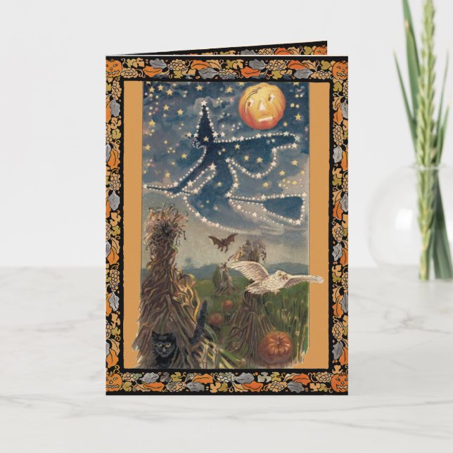 Carte de nuit étoilée Halloween vintage (Devant)