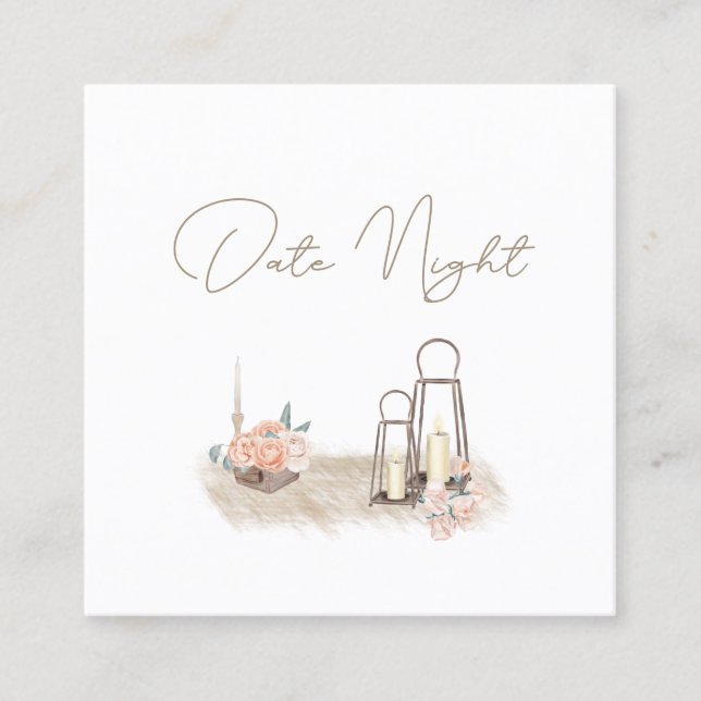Carte de nuit moderne Boho rose élégant Floral Dat (Devant)