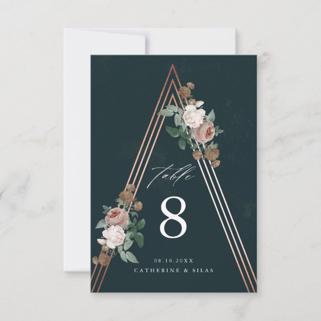 Carte de numéro de la table de mariages floraux de (Devant)