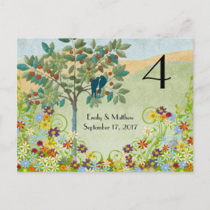 Carte de numéro de Mariage vintage Birds Flower Sw