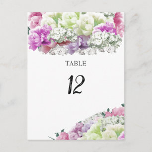 Carte de numéro de siège de table fleurie de bouqu