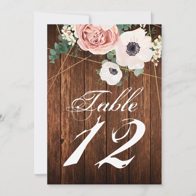 Carte de numéro de table 5x7 Geometry Garden Rose  (Devant)