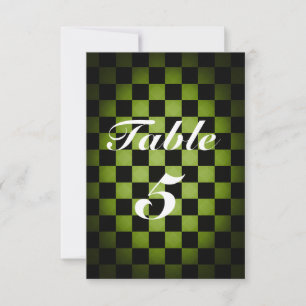 Carte de numéro de table à carreaux fantaisiste MA