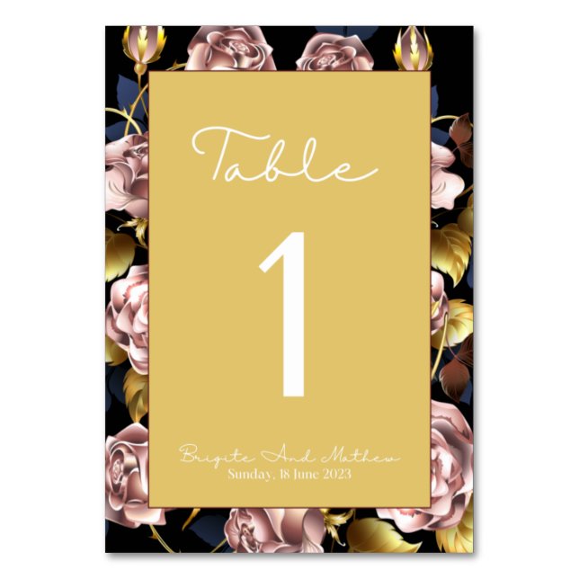 Carte de numéro de table à thème fleur jaune crème (Par défaut)