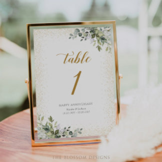 Carte de Numéro de Table Anniversaire de Verdure -