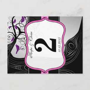 Carte de numéro de table Argent rose et Arbre de P