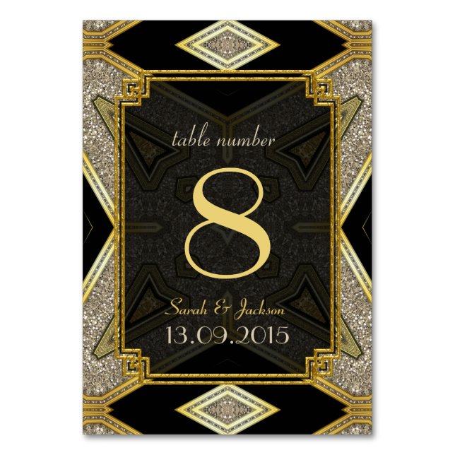 Carte de numéro de table Art Déco Gold Black Maria (Par défaut)