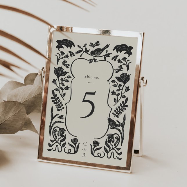Carte de numéro de table Art déco noir et blanc (Black and White Vintage Art Deco Table Number)