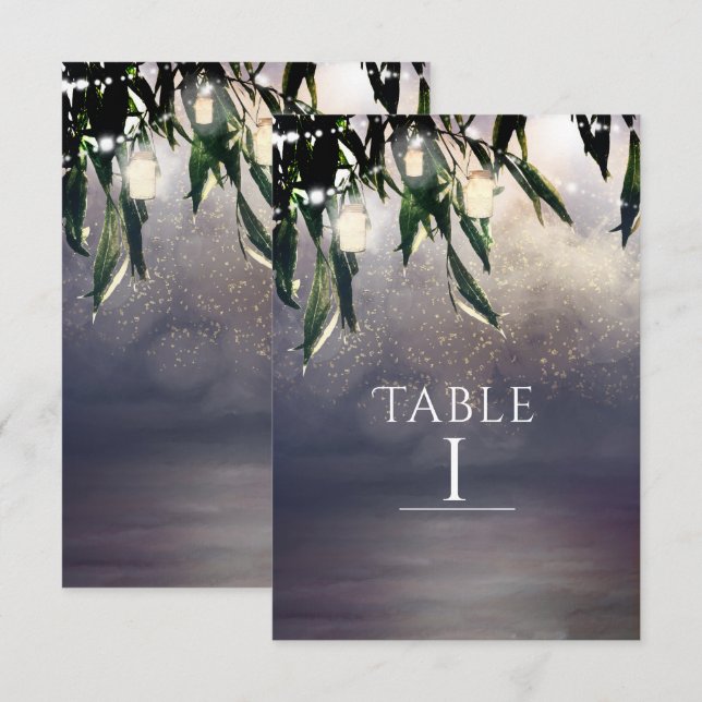 Carte de numéro de table avec saule pleureur et po (Devant / Derrière)