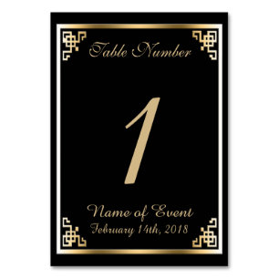 Carte de numéro de table Black and Gold Elegant