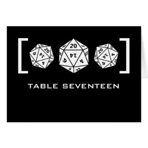 Carte de numéro de table Black D20 Dice Gamer