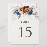 Carte de numéro de table bleu rustique de la marin