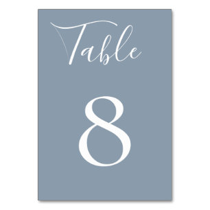 Carte de numéro de table bleue Dusty