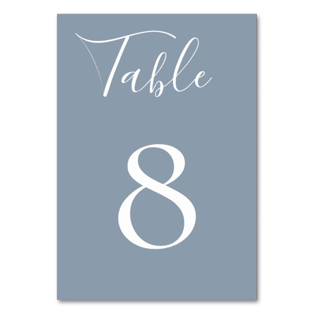 Carte de numéro de table bleue Dusty (Par défaut)