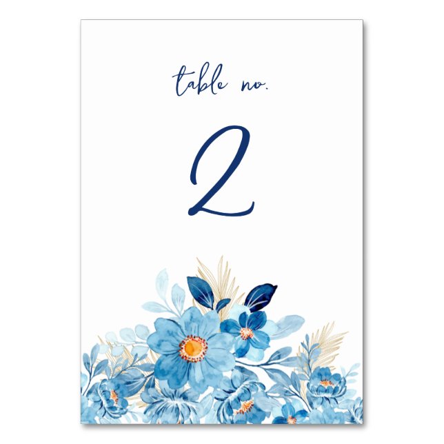 Carte de numéro de table Blue Daisy Flowers (Par défaut)