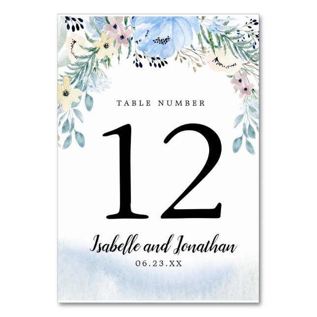 Carte de numéro de table Blue Floral do-it-yoursel (Par défaut)