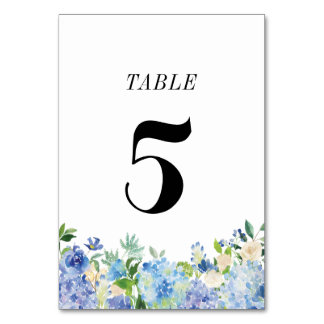 Carte de numéro de table Blue Hydrangea - Tableau 