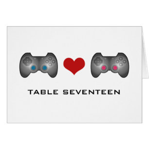 Carte de numéro de table Blue Pink Cute Gamer