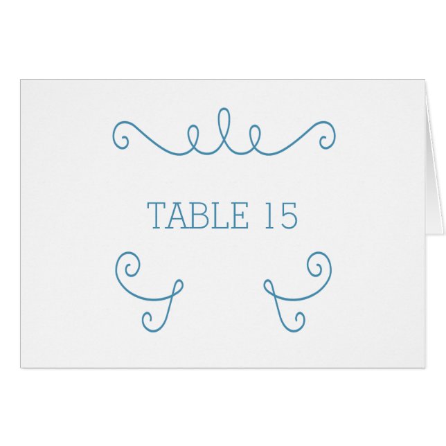 Carte de numéro de table Blue Whimsical Flouring (Devant horizontal)