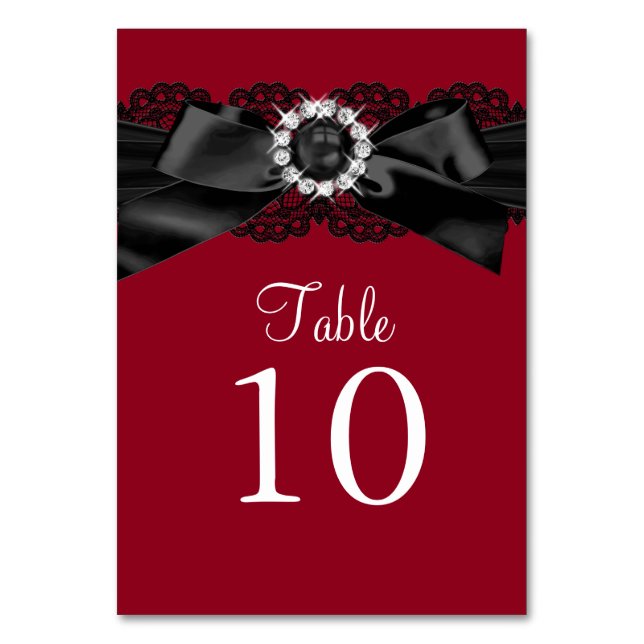 Carte de numéro de table Burgundy Red et Black Pea (Par défaut)