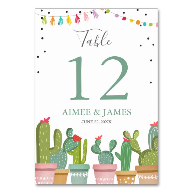 Carte de numéro de table Cactus Mariage Rustic Fie (Par défaut)
