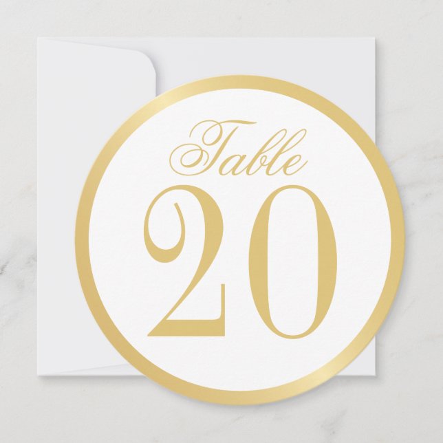Carte de numéro de table Cercle Mariage blanc et o (Devant)