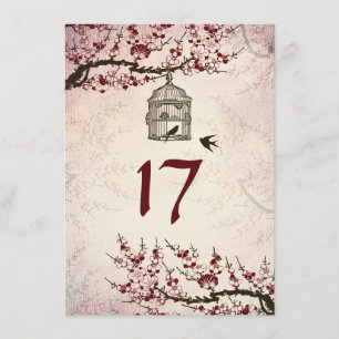 Carte de numéro de table Cerry Blossom et Insépara