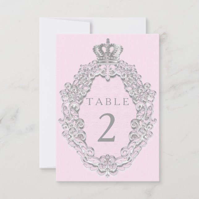 Carte de numéro de table couronne de princesse de  (Devant)