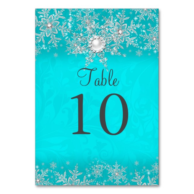 Carte de numéro de table Crystal Pearl turquoise (Par défaut)