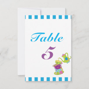 Carte de numéro de table d'anniversaire des tasses