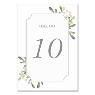 Carte de numéro de table d'aquarelle élégante