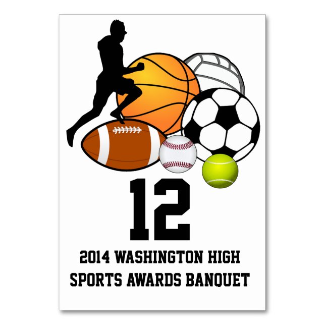 Carte de numéro de table de banquet de sport perso (Par défaut)