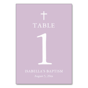 Carte de numéro de table de baptême de fille de cr