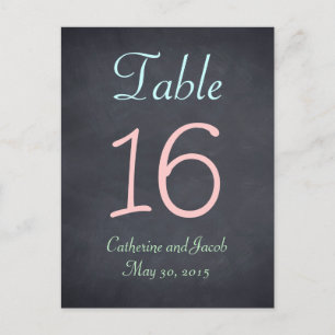 Carte de numéro de table de Chalkboard Look Mariag