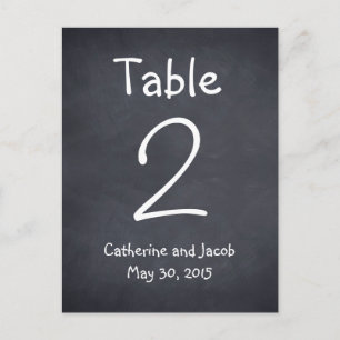 Carte de numéro de table de Chalkboard Look Mariag