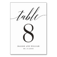 Carte de numéro de table de couleur modifiable de 