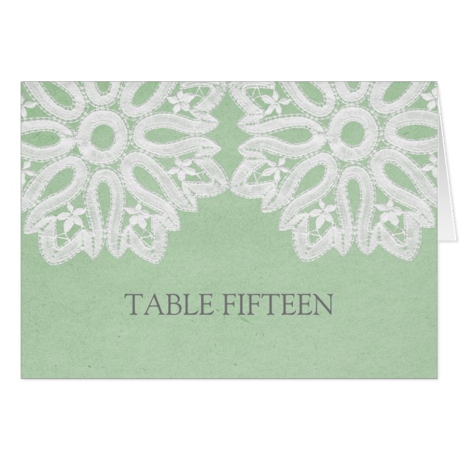 Carte de numéro de table de dentelle verte à la me (Devant horizontal)