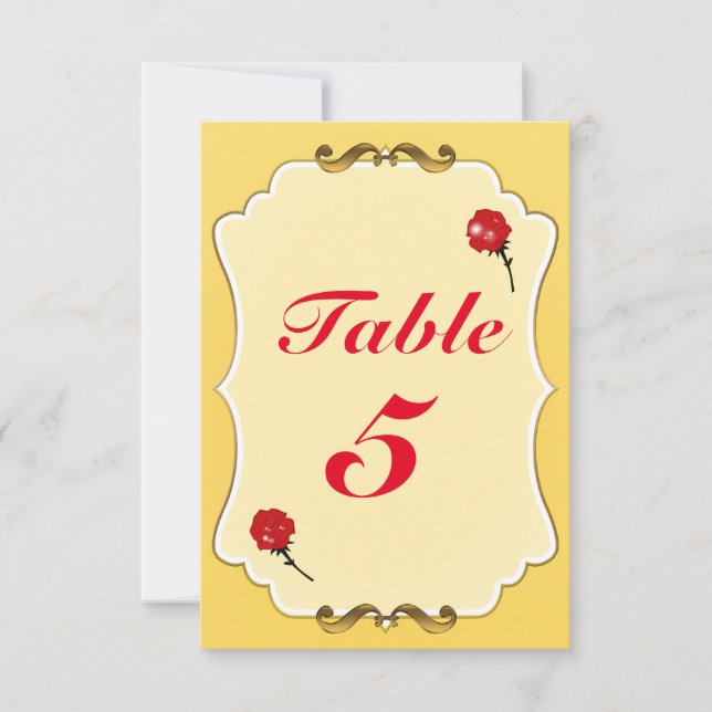 Carte de numéro de table de fête Rose rouge de Soy (Devant)