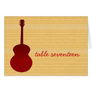 Carte de numéro de table de guitare rouge
